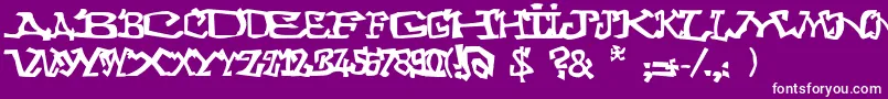 Graffitithree-Schriftart – Weiße Schriften auf violettem Hintergrund