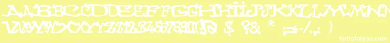Graffitithree-Schriftart – Weiße Schriften auf gelbem Hintergrund