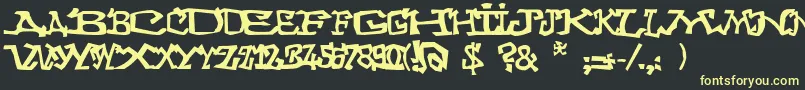 Graffitithree-Schriftart – Gelbe Schriften auf schwarzem Hintergrund