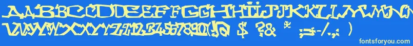 Graffitithree Font – Yellow Fonts on Blue Background