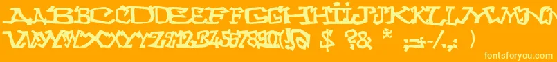 Graffitithree-Schriftart – Gelbe Schriften auf orangefarbenem Hintergrund
