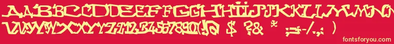 Graffitithree Font – Yellow Fonts on Red Background