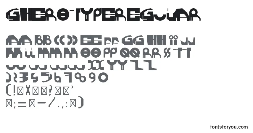 Fuente GherotypeRegular - alfabeto, números, caracteres especiales