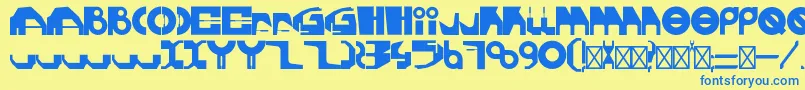 フォントGherotypeRegular – 青い文字が黄色の背景にあります。