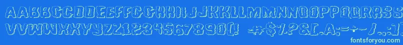 TussleExpandedOutline Font – Green Fonts on Blue Background