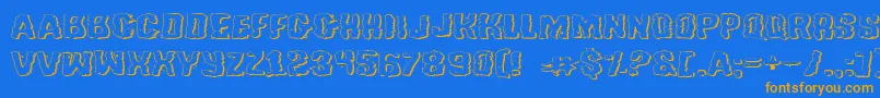TussleExpandedOutline Font – Orange Fonts on Blue Background