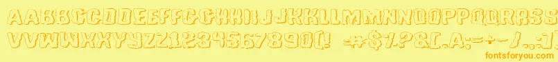 TussleExpandedOutline Font – Orange Fonts on Yellow Background