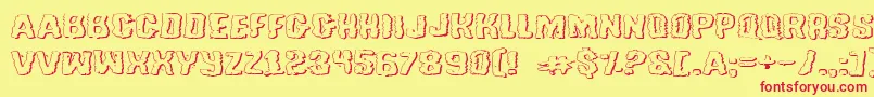 TussleExpandedOutline Font – Red Fonts on Yellow Background