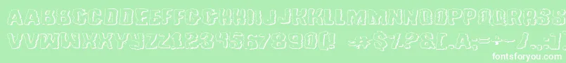TussleExpandedOutline-Schriftart – Weiße Schriften auf grünem Hintergrund