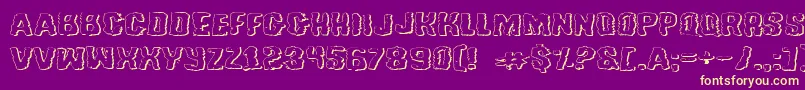 TussleExpandedOutline Font – Yellow Fonts on Purple Background