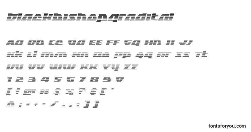 A fonte Blackbishopgradital – alfabeto, números, caracteres especiais