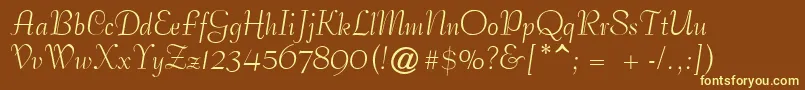 PetticoatScriptSsi Font – Yellow Fonts on Brown Background