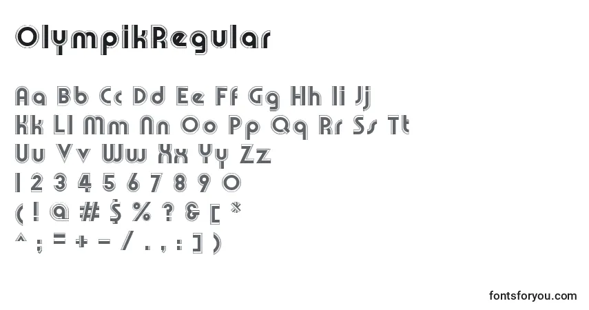 Шрифт OlympikRegular – алфавит, цифры, специальные символы