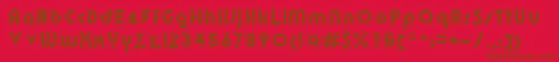 OlympikRegular-Schriftart – Braune Schriften auf rotem Hintergrund