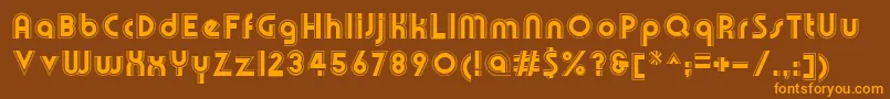 OlympikRegular-Schriftart – Orangefarbene Schriften auf braunem Hintergrund