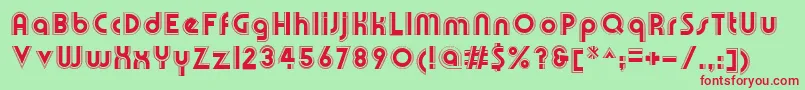 フォントOlympikRegular – 赤い文字の緑の背景