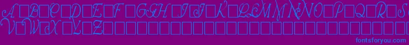 WrennInitialsCondensed-Schriftart – Blaue Schriften auf violettem Hintergrund