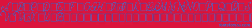 WrennInitialsCondensed-Schriftart – Blaue Schriften auf rotem Hintergrund