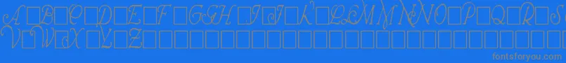 WrennInitialsCondensed-fontti – harmaat kirjasimet sinisellä taustalla