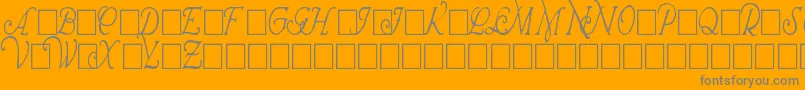 WrennInitialsCondensed-Schriftart – Graue Schriften auf orangefarbenem Hintergrund