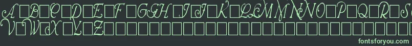 WrennInitialsCondensed-fontti – vihreät fontit mustalla taustalla