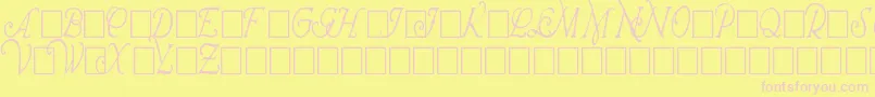 WrennInitialsCondensed-Schriftart – Rosa Schriften auf gelbem Hintergrund