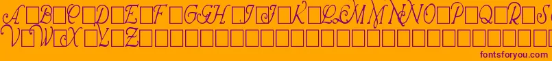 WrennInitialsCondensed-Schriftart – Violette Schriften auf orangefarbenem Hintergrund