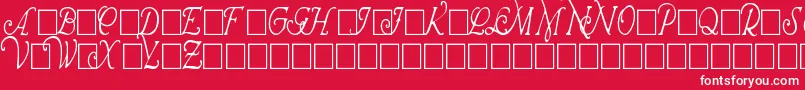 WrennInitialsCondensed-fontti – valkoiset fontit punaisella taustalla