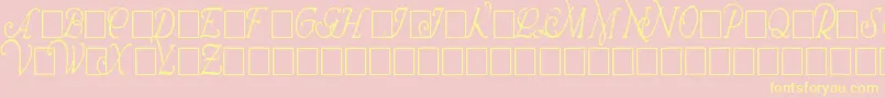 WrennInitialsCondensed-Schriftart – Gelbe Schriften auf rosa Hintergrund