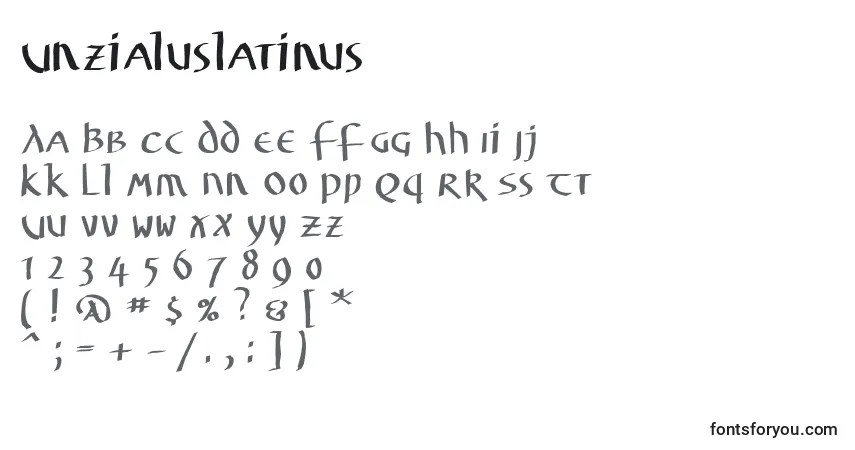 Unzialuslatinus-fontti – aakkoset, numerot, erikoismerkit
