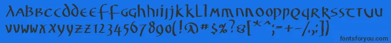 Unzialuslatinus-Schriftart – Schwarze Schriften auf blauem Hintergrund