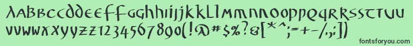 フォントUnzialuslatinus – 緑の背景に黒い文字