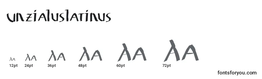 Unzialuslatinus-fontin koot