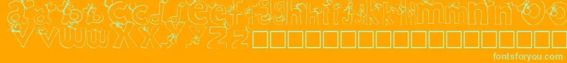 RypChcフォントについての詳細 フォントRypChc – オレンジの背景に緑のフォント