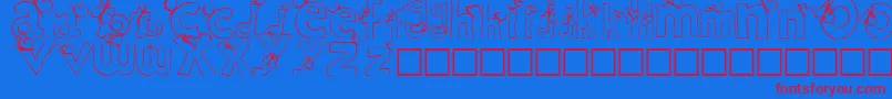 RypChc-Schriftart – Rote Schriften auf blauem Hintergrund