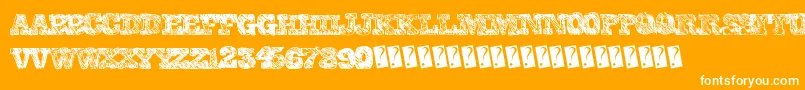 Collegescribble-Schriftart – Weiße Schriften auf orangefarbenem Hintergrund