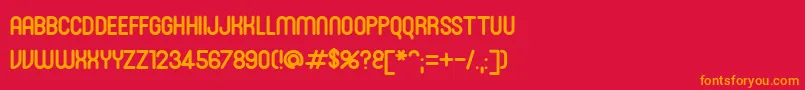 フォントSanasoftRoni.Kz – 赤い背景にオレンジの文字