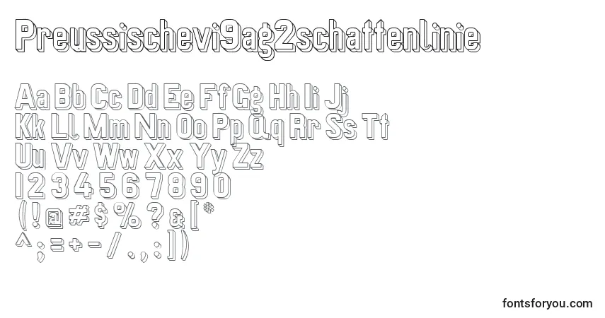 Fuente Preussischevi9ag2schattenlinie - alfabeto, números, caracteres especiales