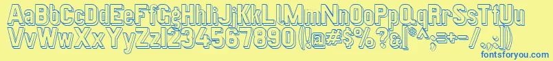 Weitere Informationen zur Preussischevi9ag2schattenlinie-Schriftart Preussischevi9ag2schattenlinie-Schriftart – Blaue Schriften auf gelbem Hintergrund