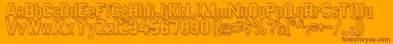 Weitere Informationen zur Preussischevi9ag2schattenlinie-Schriftart Preussischevi9ag2schattenlinie-Schriftart – Braune Schriften auf orangefarbenem Hintergrund