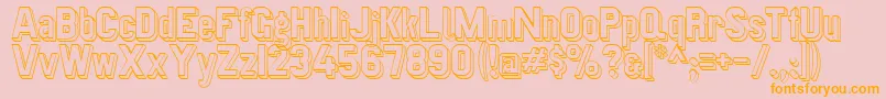 Weitere Informationen zur Preussischevi9ag2schattenlinie-Schriftart Preussischevi9ag2schattenlinie-Schriftart – Orangefarbene Schriften auf rosa Hintergrund