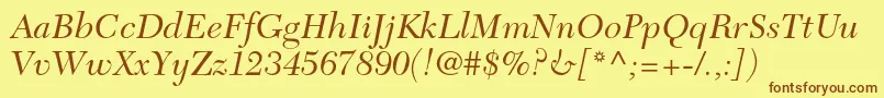 NewcaledonialtstdIt Font – Brown Fonts on Yellow Background