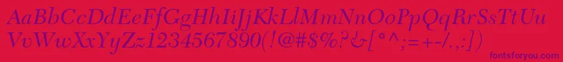 NewcaledonialtstdIt Font – Purple Fonts on Red Background