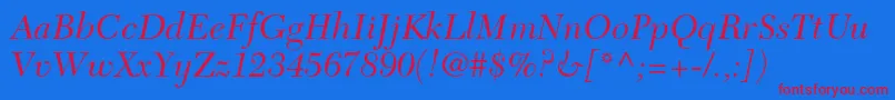 NewcaledonialtstdIt Font – Red Fonts on Blue Background