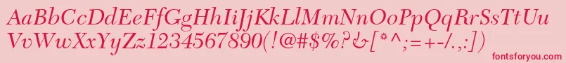 NewcaledonialtstdIt-Schriftart – Rote Schriften auf rosa Hintergrund