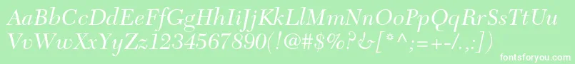 NewcaledonialtstdIt Font – White Fonts on Green Background
