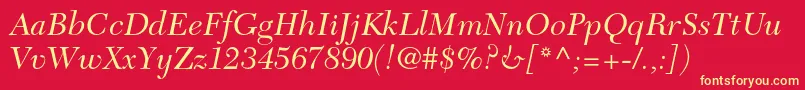 NewcaledonialtstdIt-Schriftart – Gelbe Schriften auf rotem Hintergrund