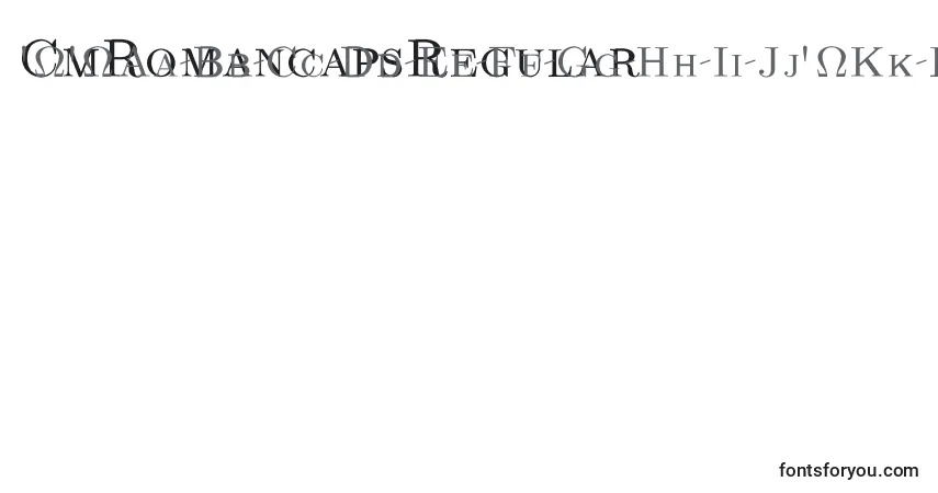 Czcionka CmRomancapsRegular – alfabet, cyfry, specjalne znaki