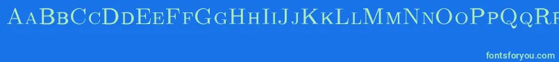 CmRomancapsRegular Font – Green Fonts on Blue Background