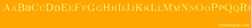 CmRomancapsRegular-Schriftart – Gelbe Schriften auf orangefarbenem Hintergrund